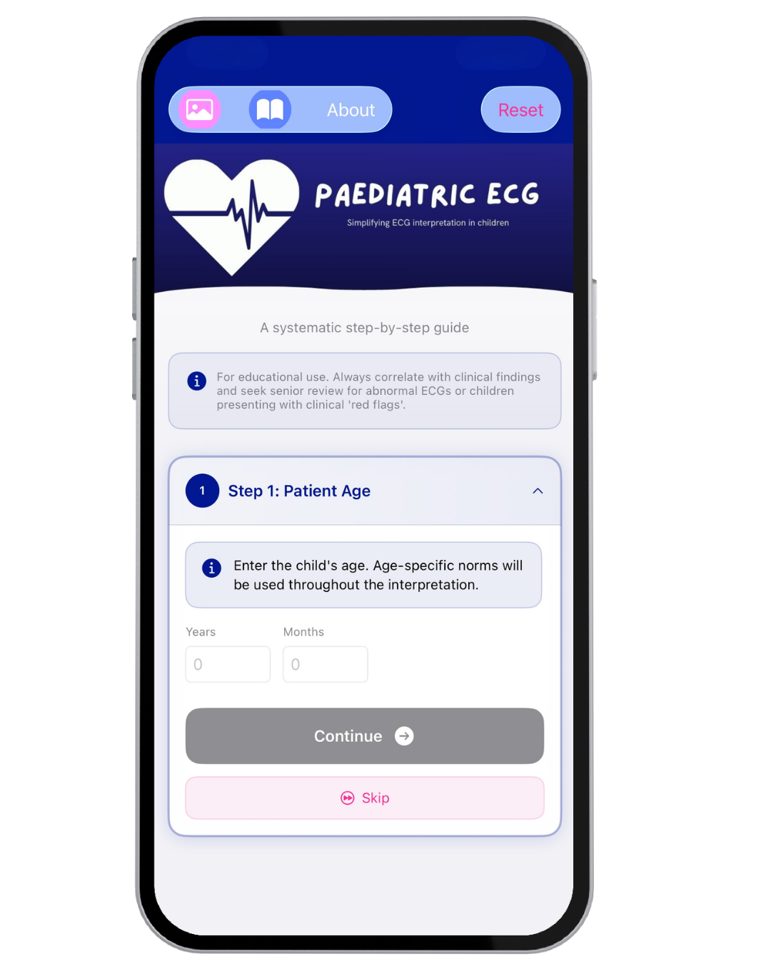 Paediatric ECG App on iPhone